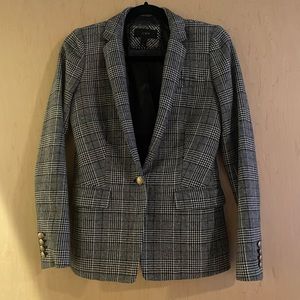 JCrew black and white plaid wool blazer jacket